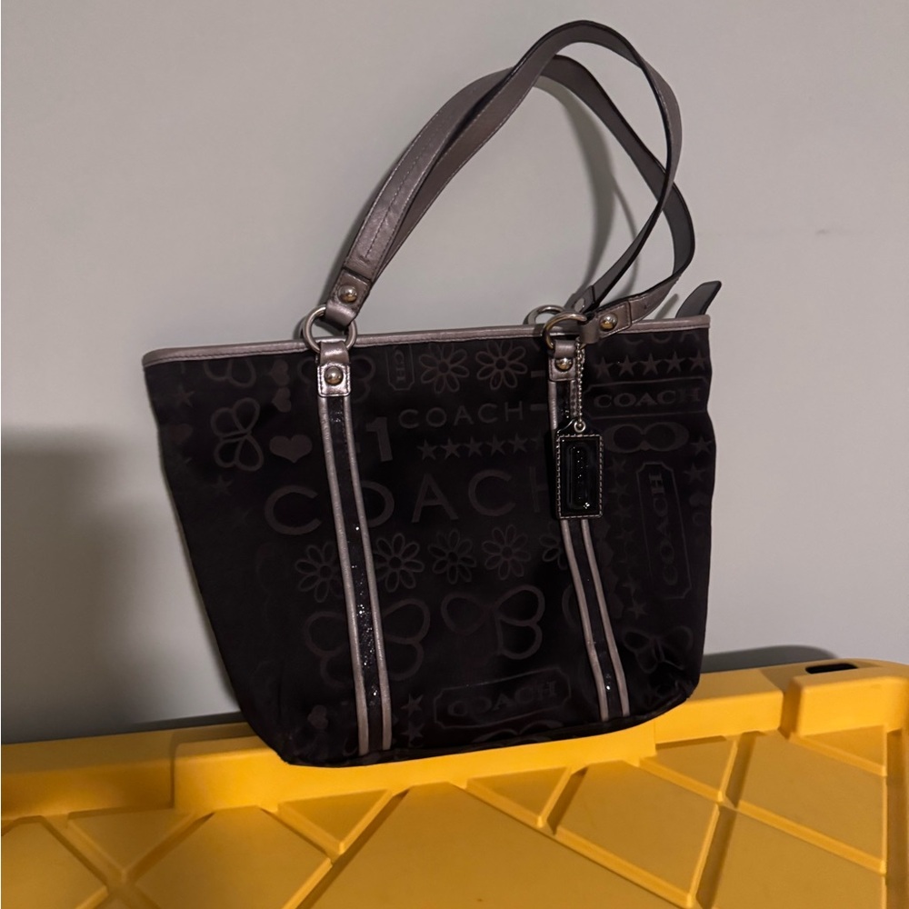 Coach Black and Gray Patterned Tote